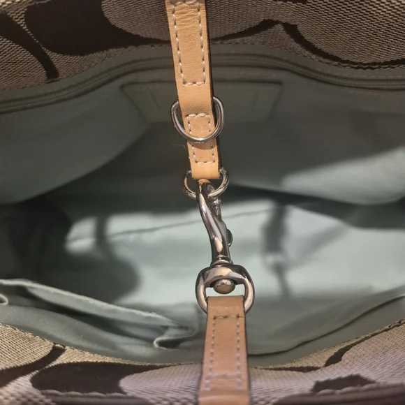Coach Signature Canvas Coral Reef Appliqué Satchel - Tan & Mint - Picture 13 of 13
